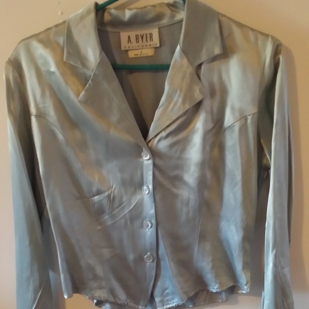 small grey silk blouse